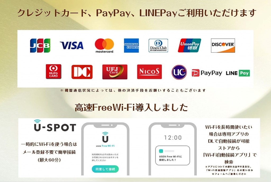 クレジットカード、Wi-FiPOP
